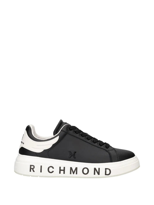 Scarpe JOHN RICHMOND in pelle nera con ali retro bianche