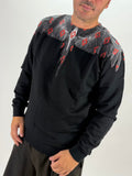Felpa BURLON girocollo con multi logo rosso versione in panna e nera