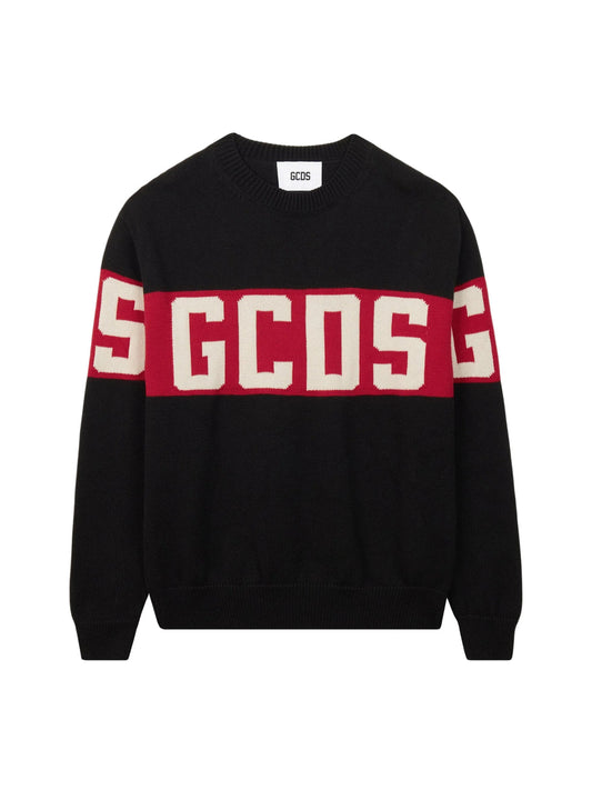 Maglione GCDS NERO CON BANDA LOGATA