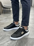Scarpe JOHN RICHMOND in pelle nera con ali retro e placchetta laterale