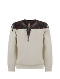 Felpa BURLON girocollo con multi logo rosso versione in panna e nera
