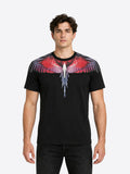 T-shirt BURLON nera con ali rossa e fucsia
