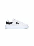 Scarpe John Richmond in pelle bianca con dettaglio nero e placca argentata