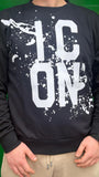 Felpa ICON total black logo bianco