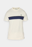 T-shirt LACOSTE panna con banda blu