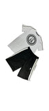 Completo ICON con pantalone triacetato black e t-shirt white con bande su maniche