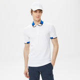 Polo LACOSTE bianca colletto bicolore