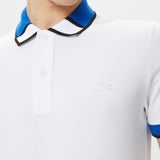 Polo LACOSTE bianca colletto bicolore