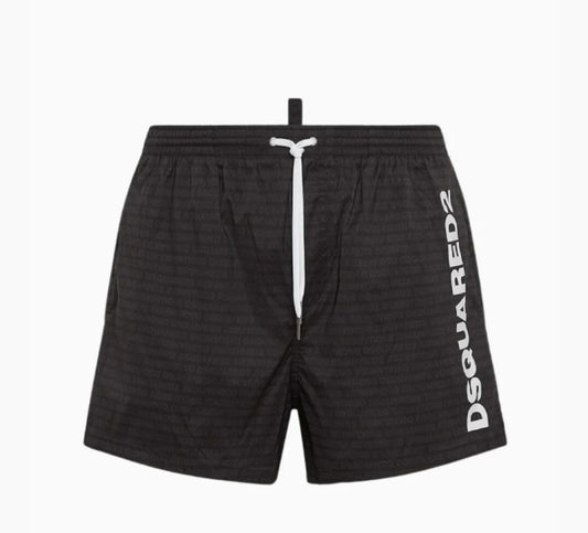 Costume DSQUARED2 monogram logo banda laterale bianca