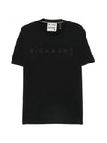 T-shirt RICHMOND total black logo tinta su tinta a rilievo