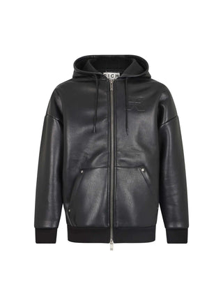 Giubbotto RICHMOND X ecopelle nero con cappuccio