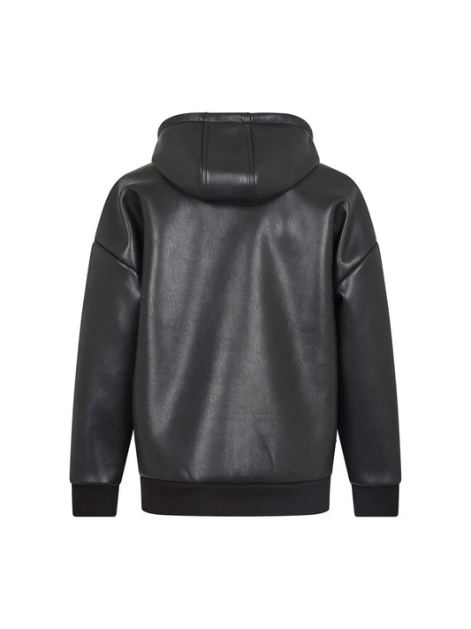 Giubbotto RICHMOND X ecopelle nero con cappuccio