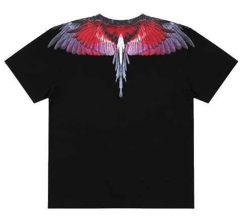 T-shirt BURLON nera con ali rossa e fucsia
