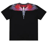 T-shirt BURLON nera con ali rossa e fucsia