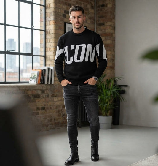 Maglioncino ICON nero maxi LOGO
