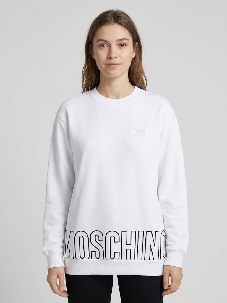Felpa MOSCHINO girocollo con scritta gommata