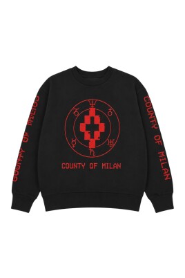 Felpa BURLON girocollo con logo segni zodiacali e scritta monogram retro