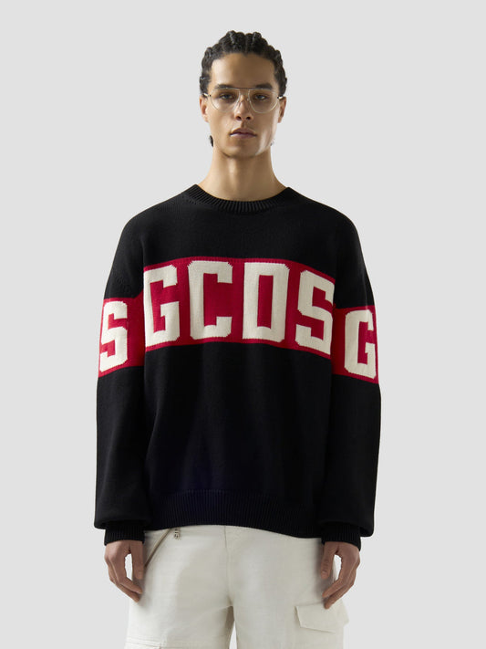 Maglione GCDS NERO CON BANDA LOGATA