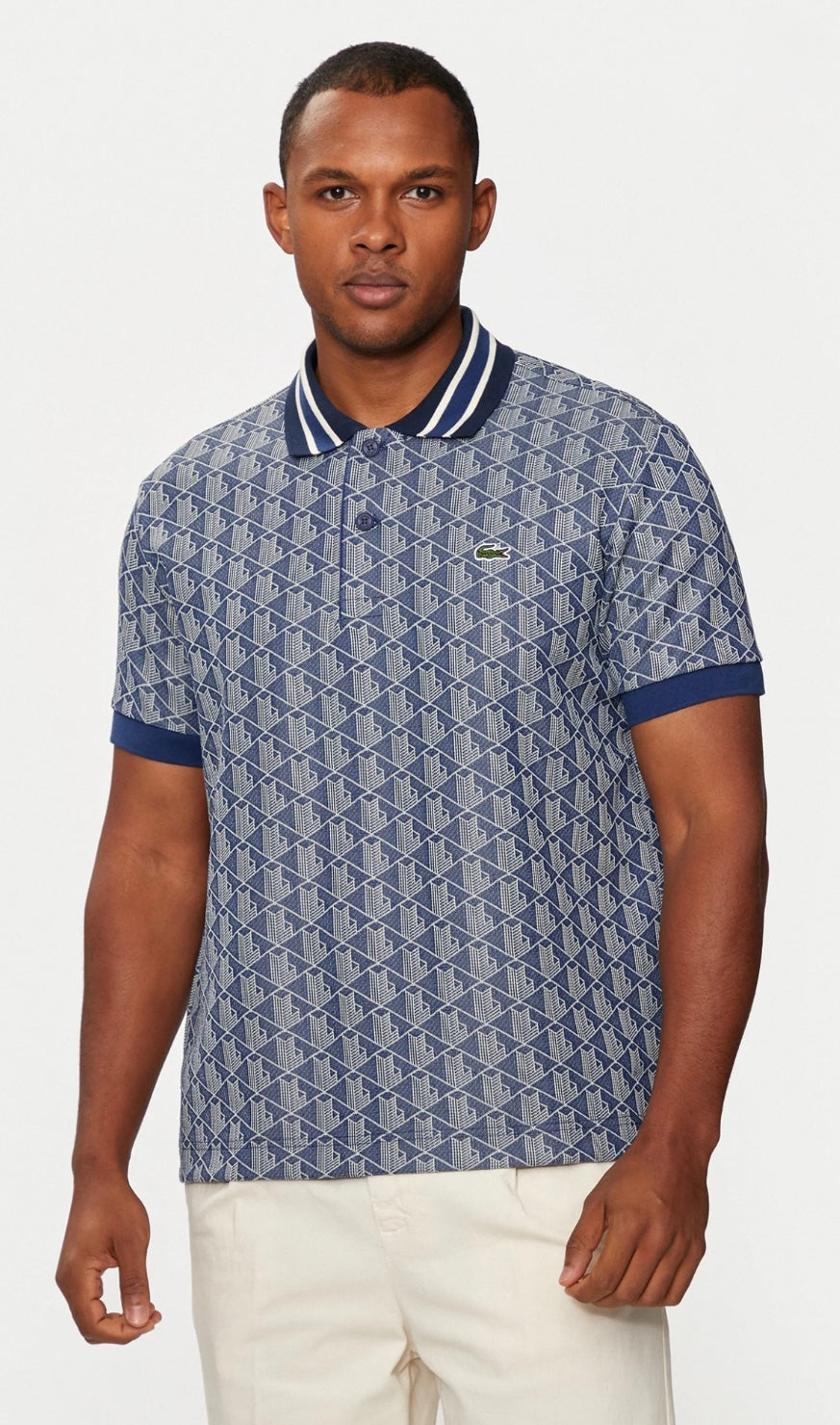 Polo Lacoste monogram blue