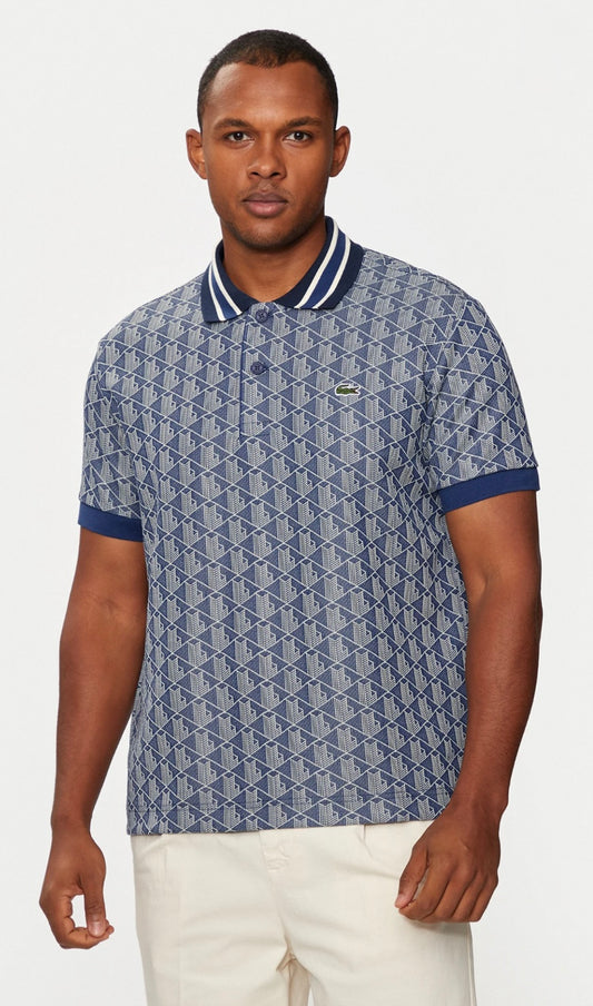 Polo Lacoste monogram blue