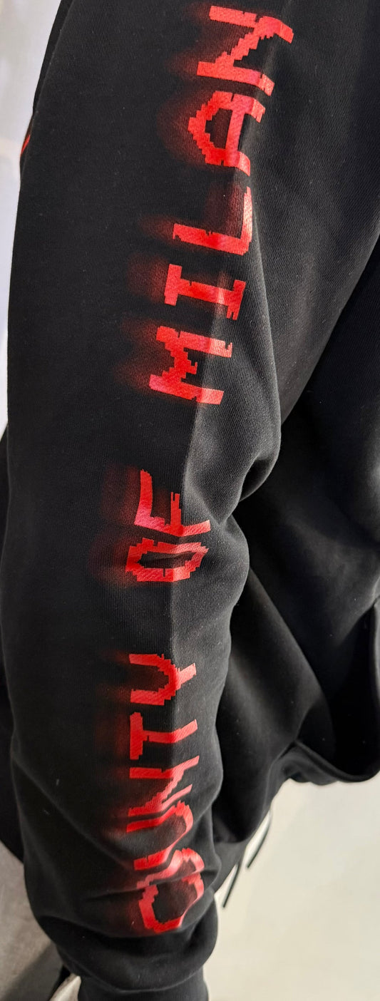 Felpa BURLON nera con segni zodiacali e logo braccia