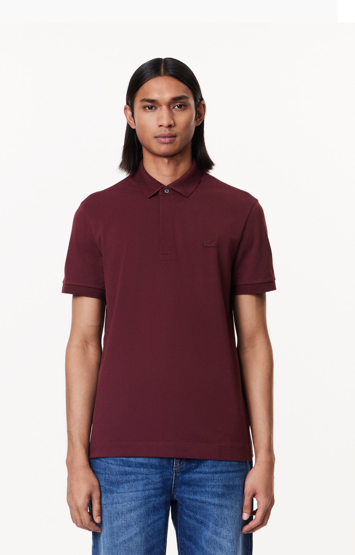 Polo LACOSTE  bordeaux con logo in tinta