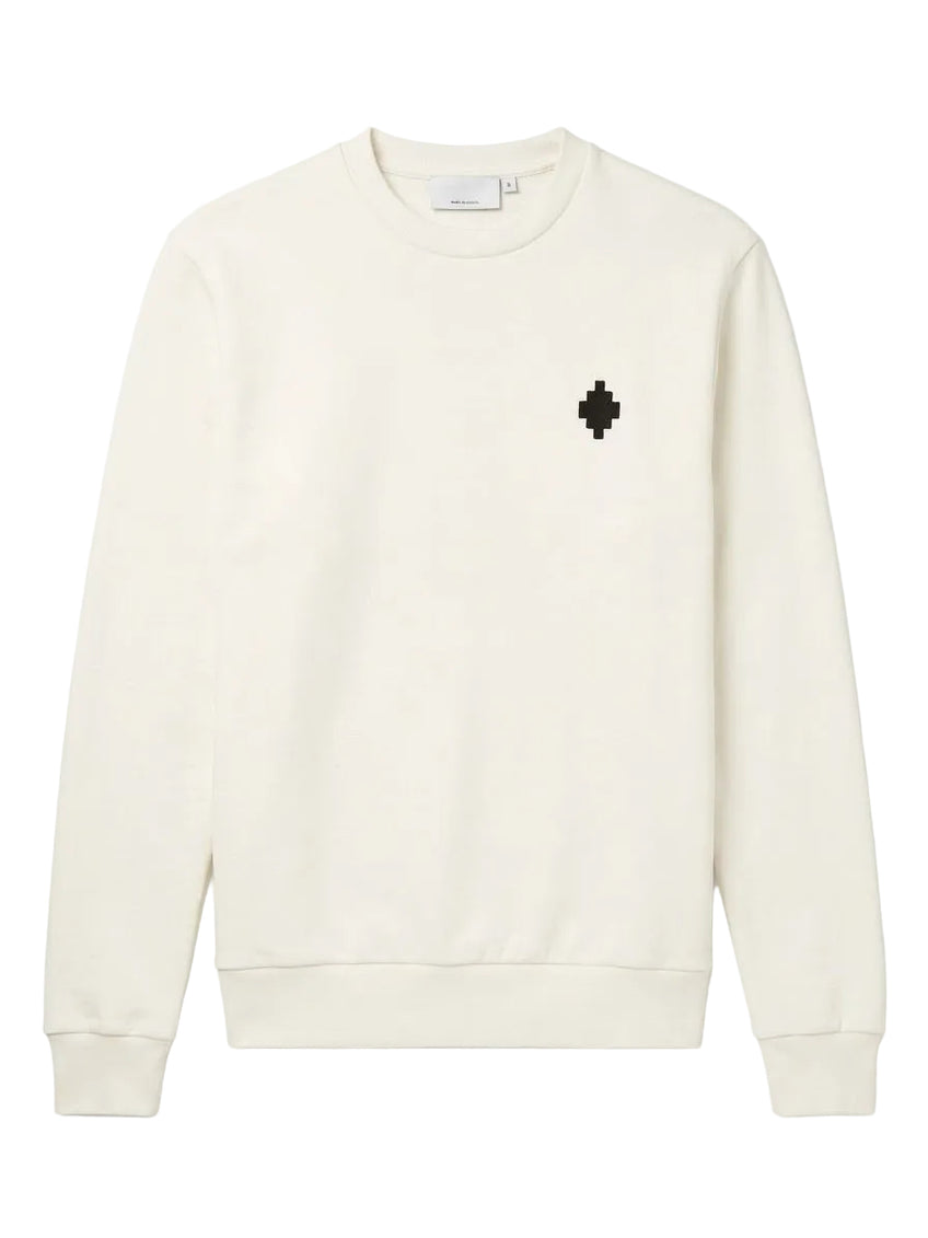 Felpa BURLON girocollo con logo lato cuore e retro panna con scritta nera