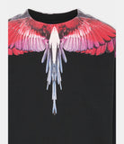 Felpa BURLON girocollo nera con alia sfumate rosse e fucsia