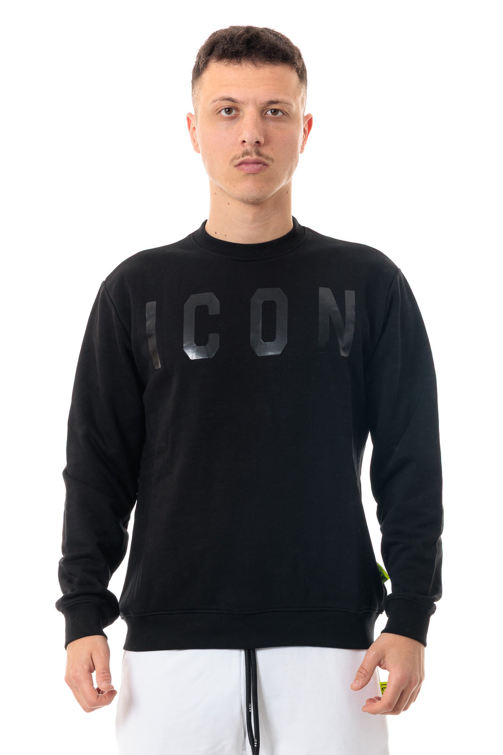 Felpa ICON GIROCOLLO NERA LOGO GRANDE