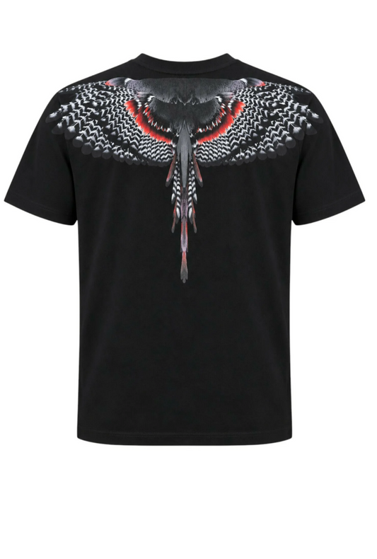 T-shirt BURLON nera con ali retro e logo bianco avanti