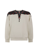 Felpa BURLON girocollo con multi logo rosso versione in panna e nera