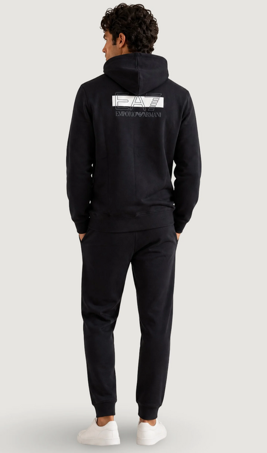 Tuta completa ARMANI nera logo grande retro e logo piccolo avanti