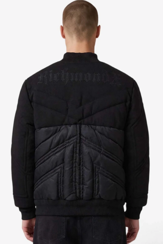Giubbotto bomber RICHMOND X nero con maxi logo retro