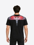 T-shirt BURLON nera con ali rossa e fucsia