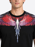T-shirt BURLON nera con ali rossa e fucsia