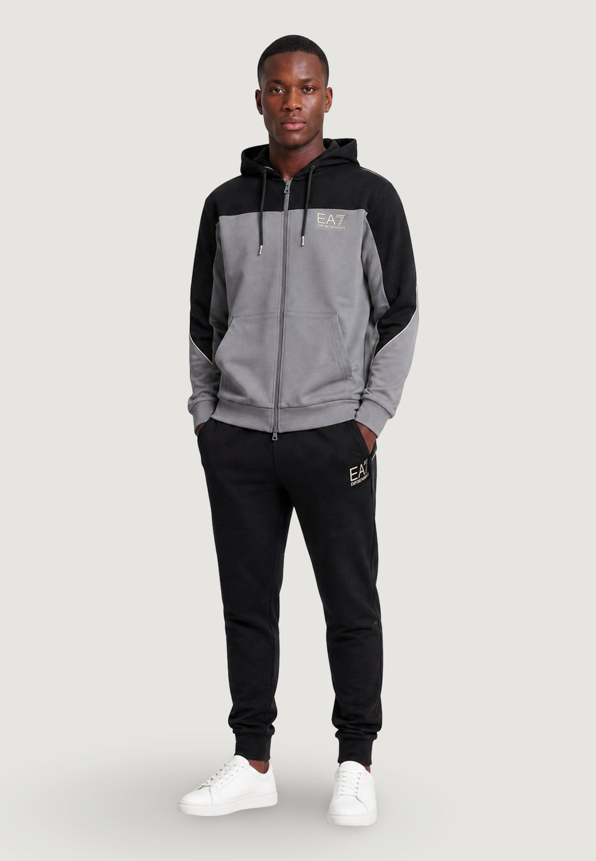 Tuta completa ARMANI con cappuccio grigia nera