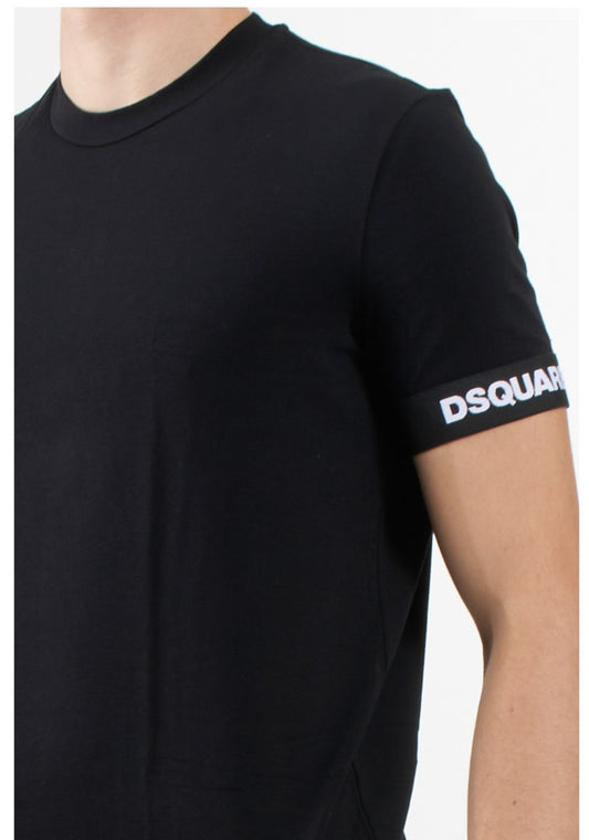 T-shirt DSQUARED2 total black bordo logo nero