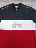 T-shirt LACOSTE nera bianca e rossa