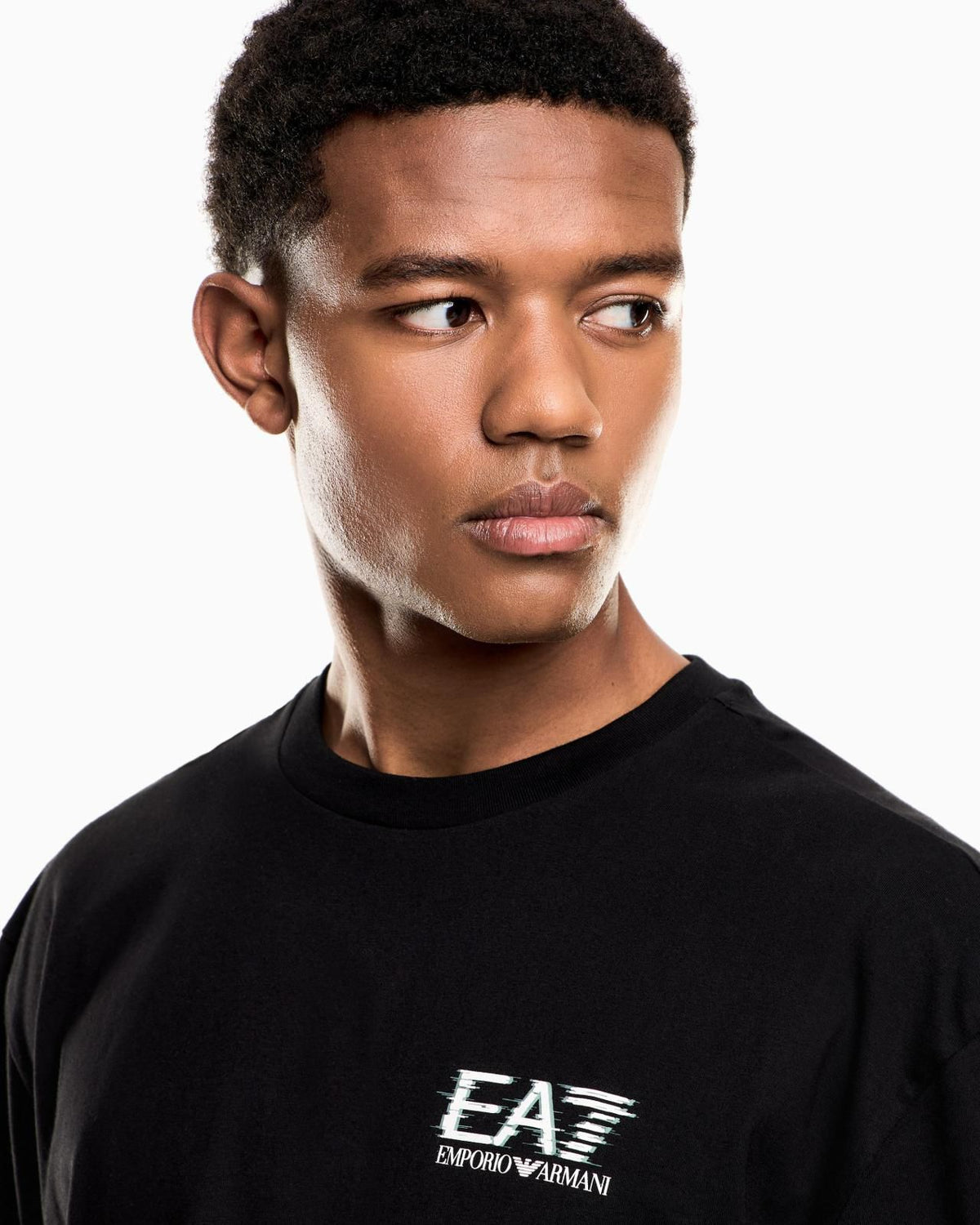 T-shirt ARMANI black con logo bianco