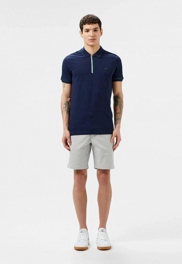 Polo LACOSTE blu con zip bicolore