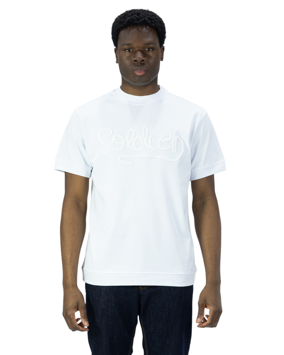 T-shirt SOLDIER bianca logo a rilievo
