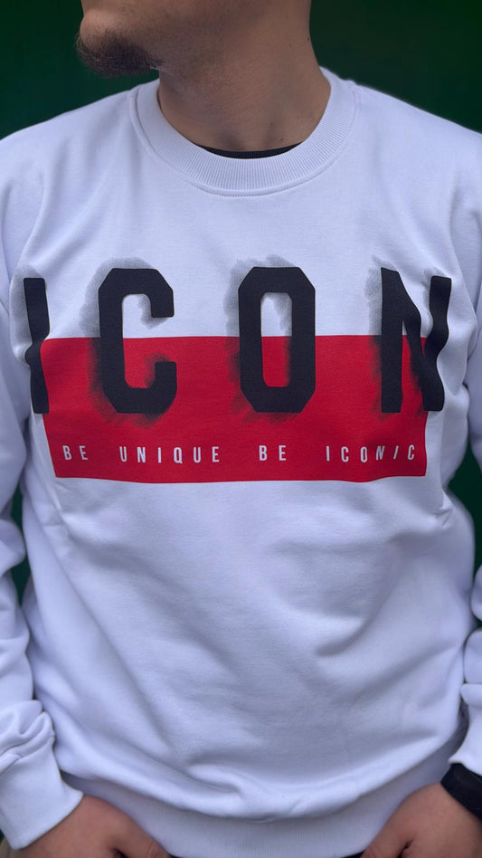 Felpa ICON total white o total black  con banda logata be unique