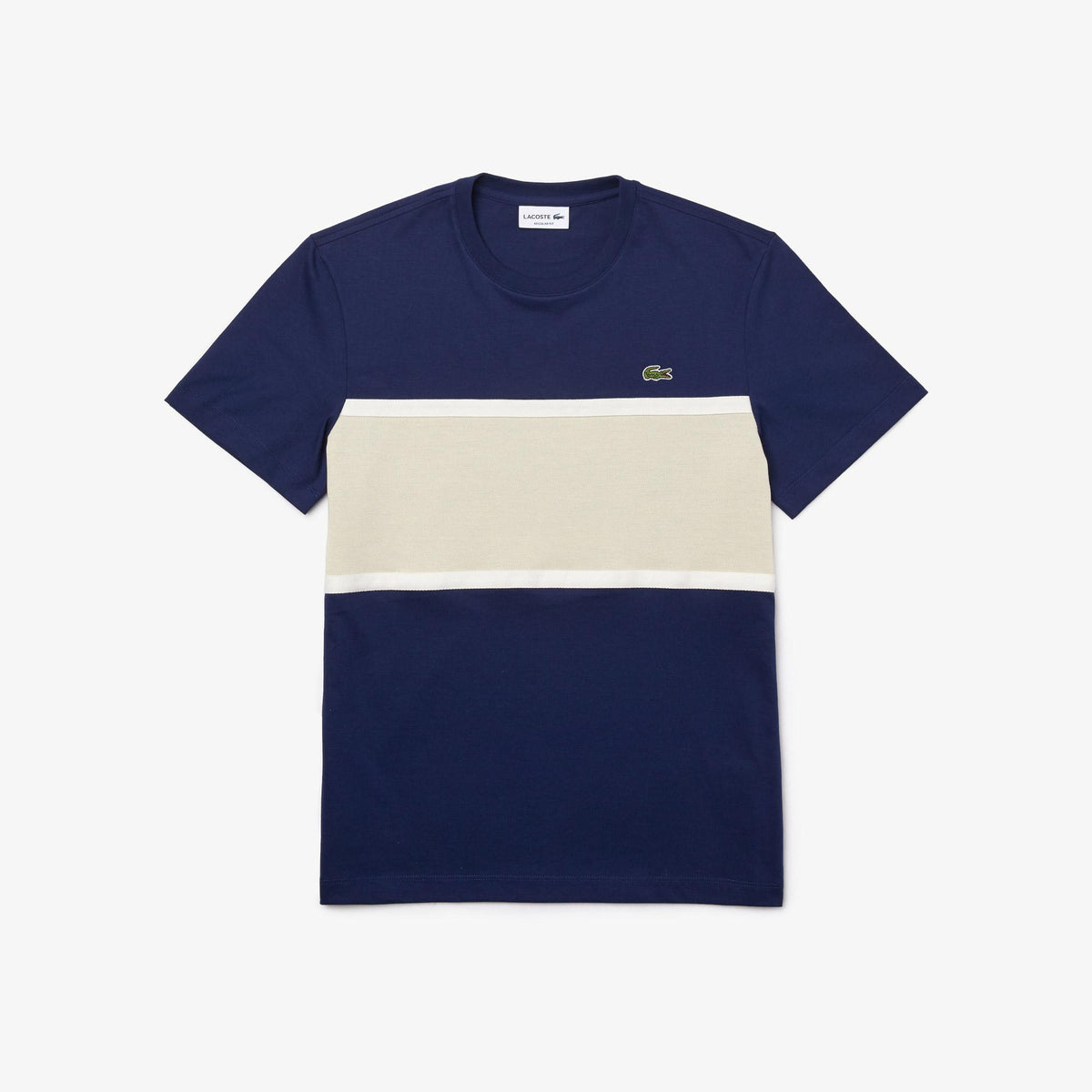 T-shirt LACOSTE blu e panna