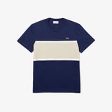 T-shirt LACOSTE blu e panna