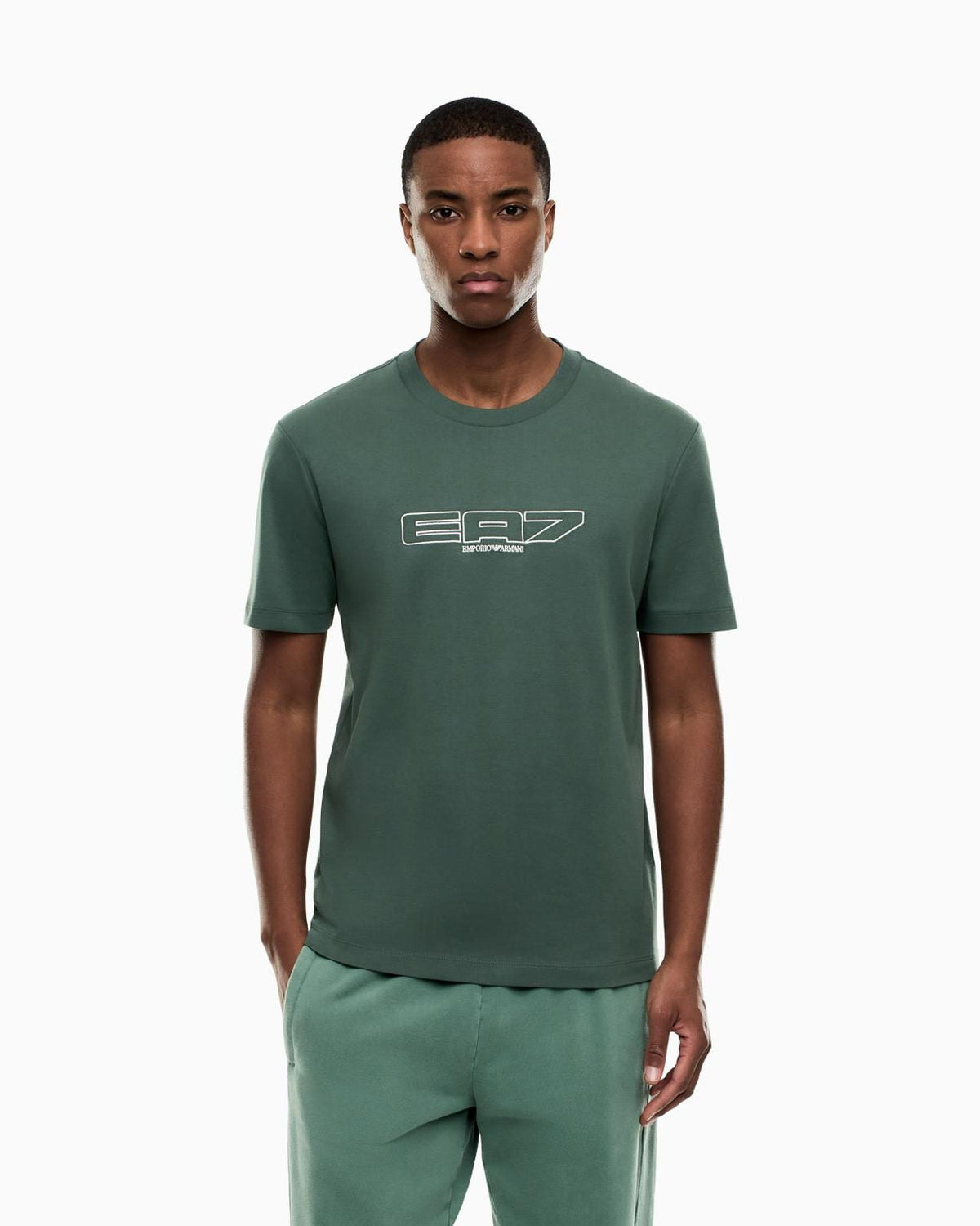T-shirt ARMANI green logo white