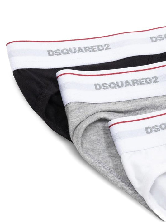 Tripack DISQUARED2 slip nero bianco e grigio
