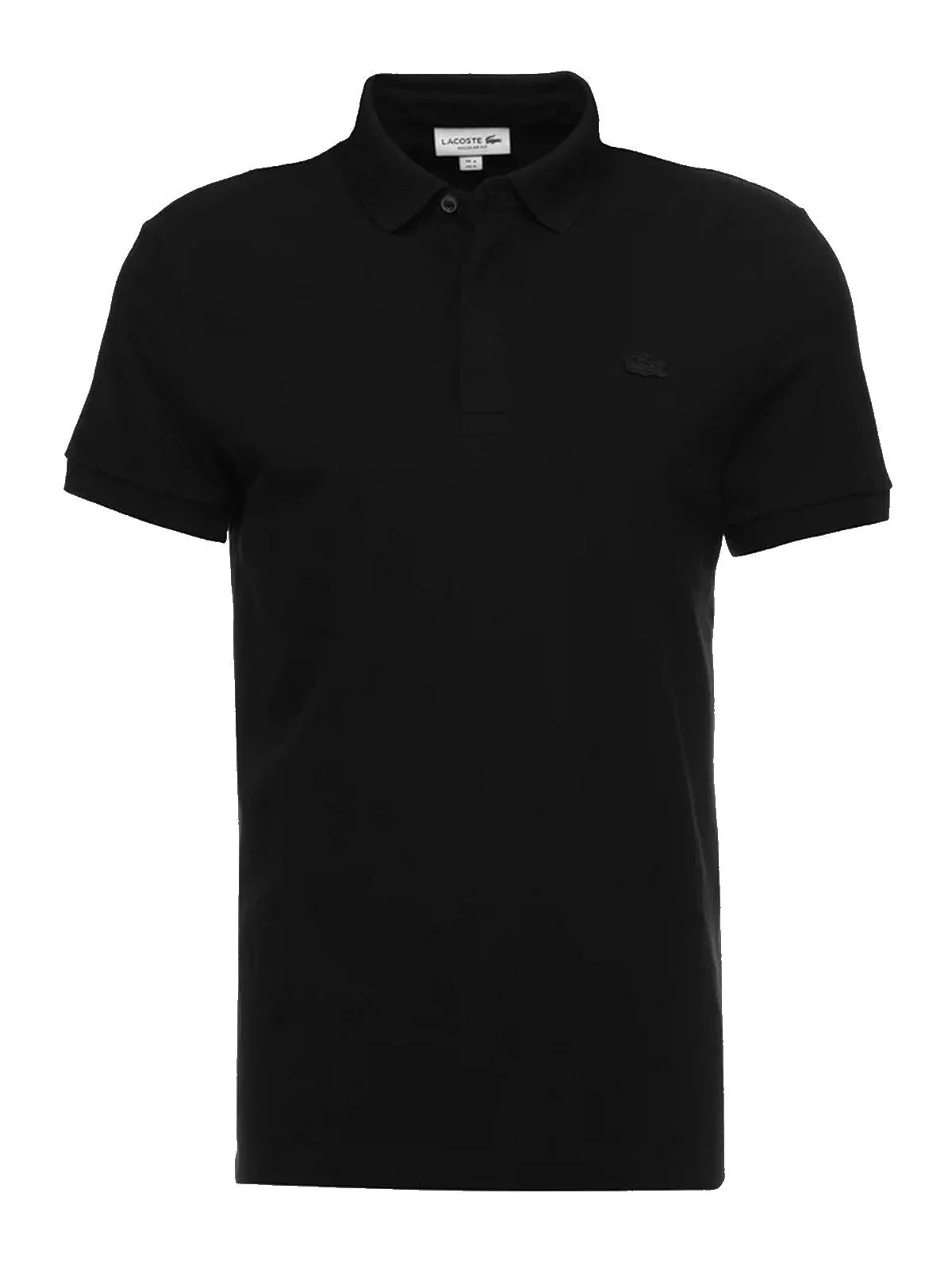 Polo LACOSTE nera con logo in tinta