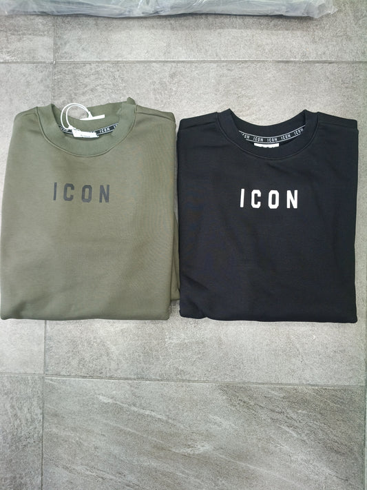 Felpa ICON GIROCOLLO con logo grande retro vari colori