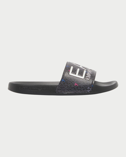 Ciabatte ARMANI nere monogram colorato