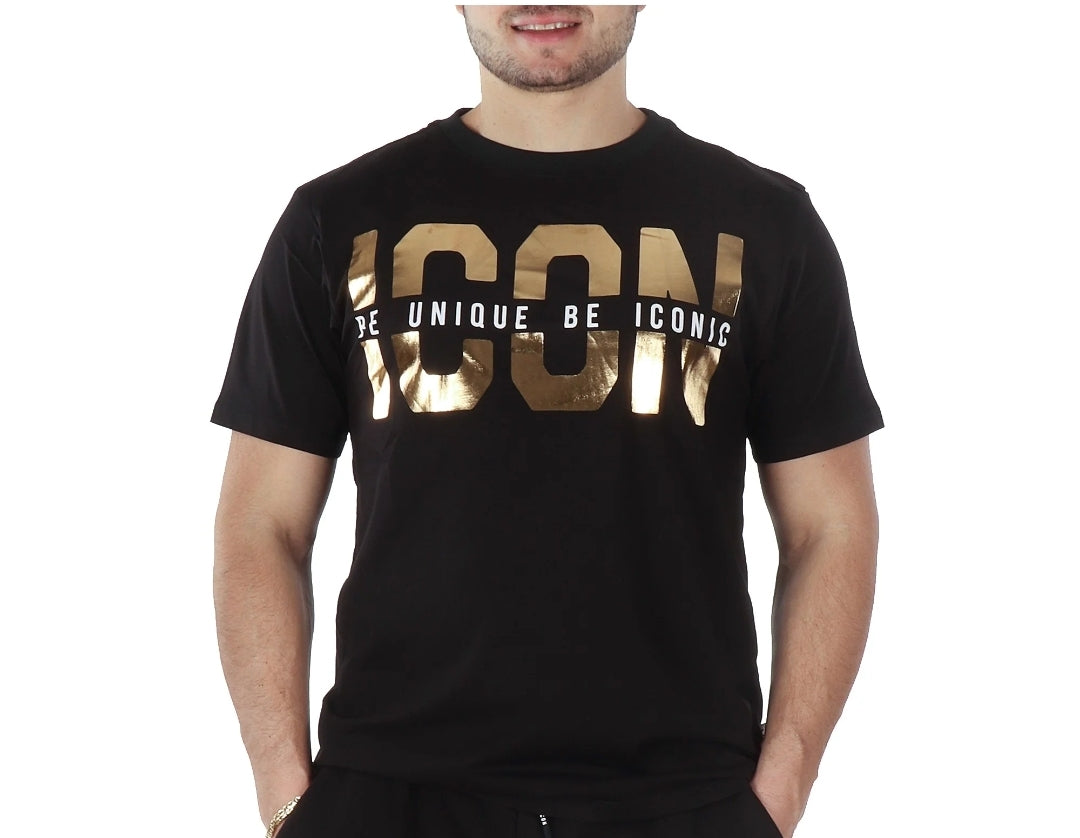T-shirt ICON black logo oro